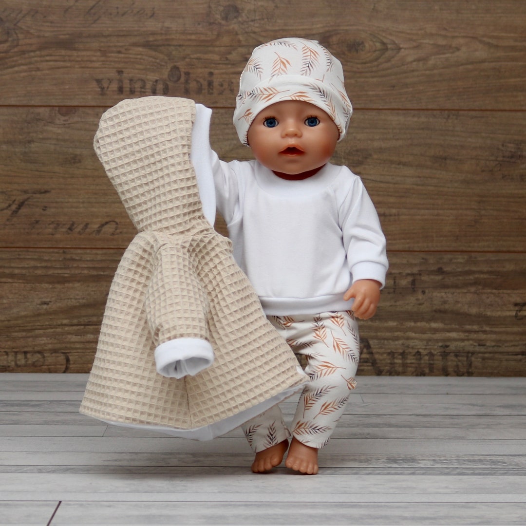  Foto zu Puppenkleidung Set für Puppen Gr.30 - 43cm Mädchen Jacke beige Federn 