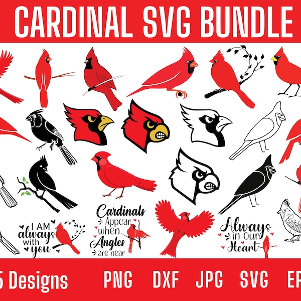 Cardinal Svg, Cardinals Memorial Svg, In Loving Memory Svg, Red Cardinal Svg, Cardinal Christmas Svg, Clipart Cut file for Cricut/Silhouette