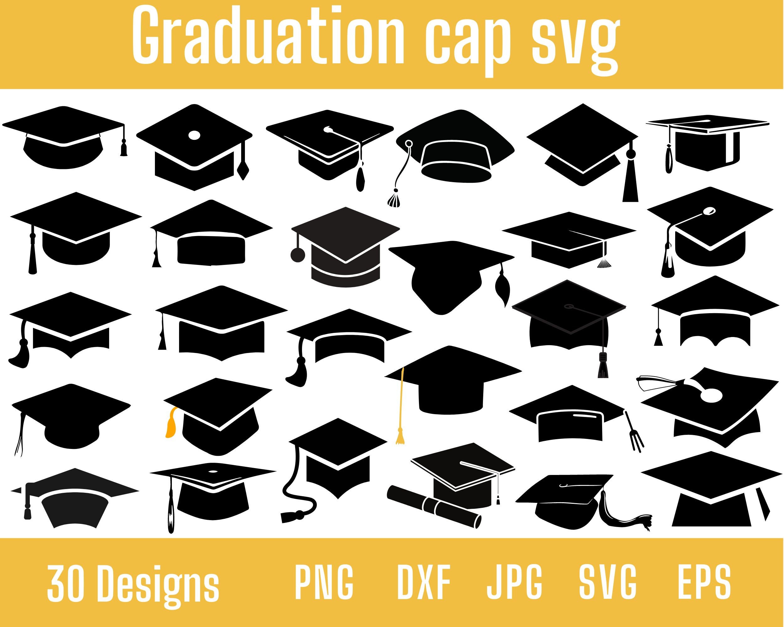Graduation Grad Cap Silhouette Instant Download Includes Cricut, Cameo  Silhouette SVG Cut File, JPEG Printable Image, PNG Transparent File 