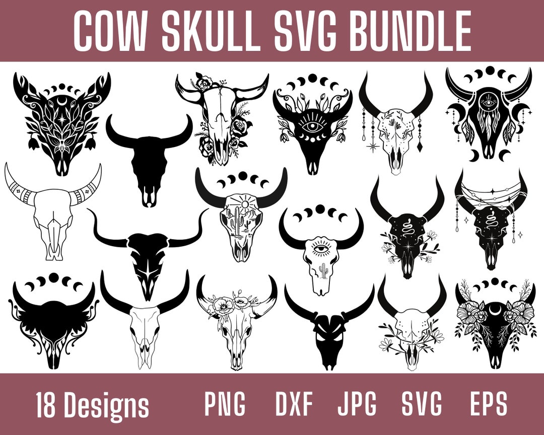 Cow Skull Svg, Highland Cow Svg, Cow Head Svg, Longhorn Svg, Highland
