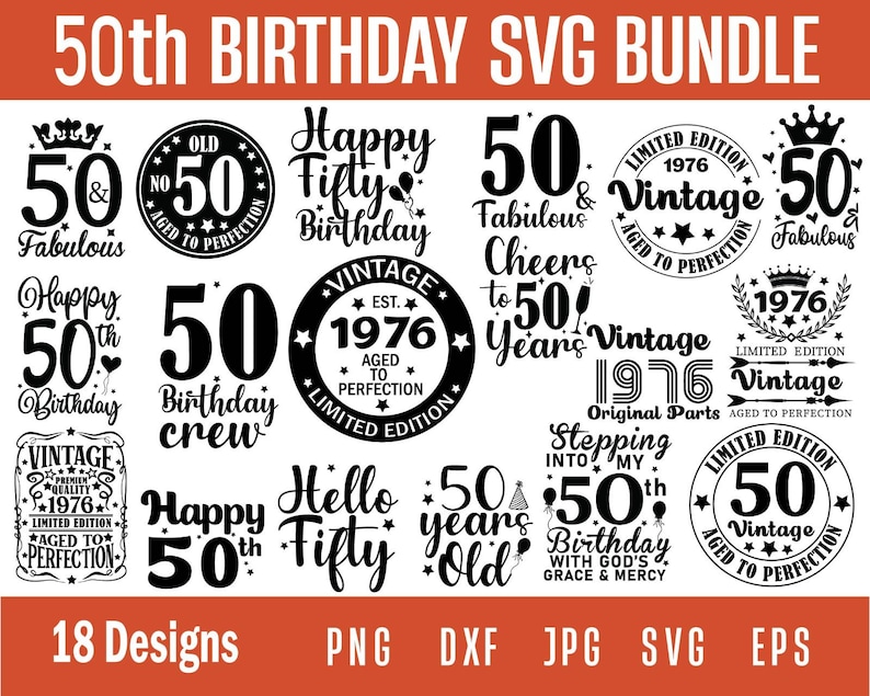 50 And Fabulous svg, 50th birthday svg, Fifty Birthday Shirt Svg, vintage 1976 svg, 50th Birthday Shirt Gift Svg, 50th Svg Files for Cricut image 1