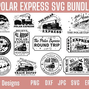 12 Polar Express Svg, Believe Polar Express Svg Bundle, Polo Norte Svg, Tren Svg, Tren de Navidad Svg, Letrero de Navidad Svg, Letrero de vacaciones Svg