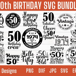 50th Birthday Svg, Happy Birthday Svg, Birthday Shirt Svg, Birthday Clipart, Vintage 1972 Svg, Cricut Cut File, Fifty Birthday Svg