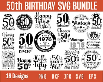 50. Geburtstag-Svg, alles Gute zum Geburtstag svg, Geburtstags-Shirt-Svg, Geburtstags-Clipart, Vintage 1972-Svg, Cricut Cut-Datei, fünfzig Geburtstags-Svg