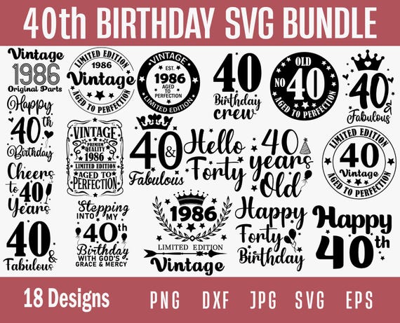40th Birthday Svg, 40th Birthday Svg Bundle, 40th Birthday Png, 40 Birthday Svg, Hello 40 Svg, Forty Svg, 40th Birthday Shir Svg for Cricut