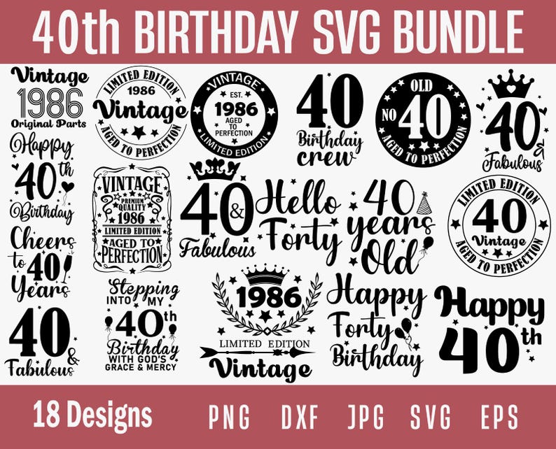 40th Birthday Svg, 40th Birthday Svg Bundle, 40th Birthday Png, 40 Birthday Svg, Hello 40 Svg, Forty Svg, 40th Birthday Shir Svg for Cricut image 1