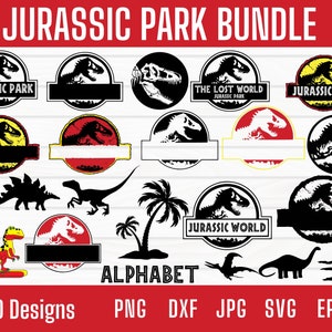 ジュラシック パーク SVG、恐竜 SVG、恐竜 SVG バンドル、恐竜クリップアート、ジュラシック フォント SVG、恐竜 T-REX SVG、赤ちゃん恐竜 Cricut ファイル