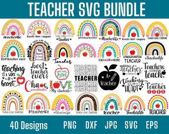 Teacher Rainbow svg bundle, teacher rainbow png SVG, Teacher Life svg,Teacher Love Inspire, Teacher Cutfiles for cricut, svg,png,dxf,eps,jpg
