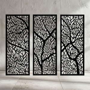 Set of 3, Privacy Panel, Decorative Panel, Privacy Screen, Yard Art, Trees, 9.0