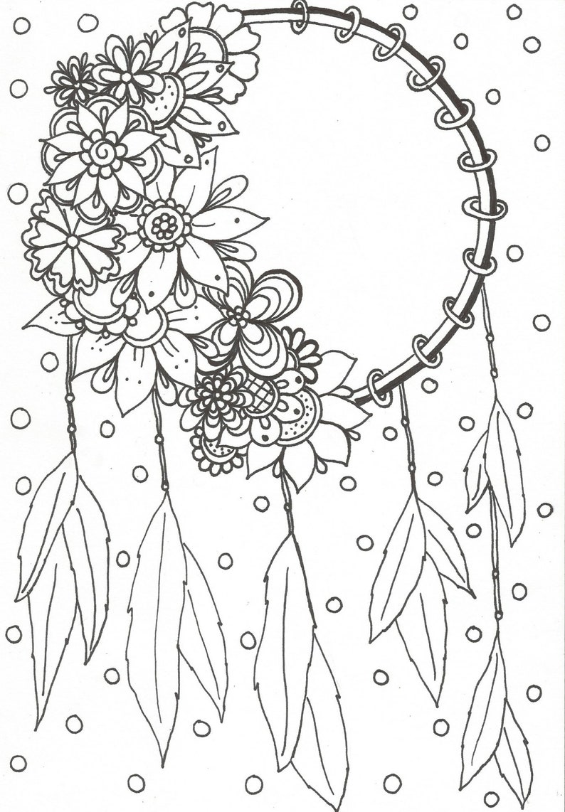 Dream Catcher Coloring Pages PDF Etsy