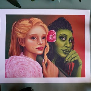 Pink Goes Good with Green | art print, Wicked, Elphaba, Glinda, Wicked inspired art