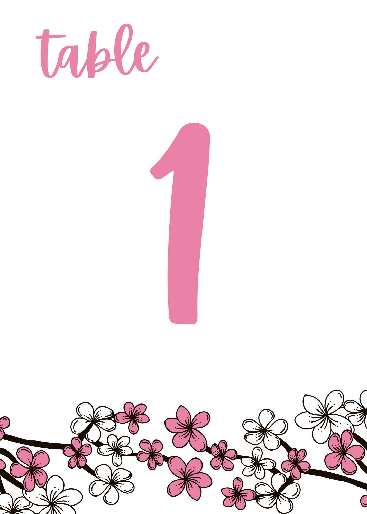 Pink and White With Flowers Table Number 120 Etsy