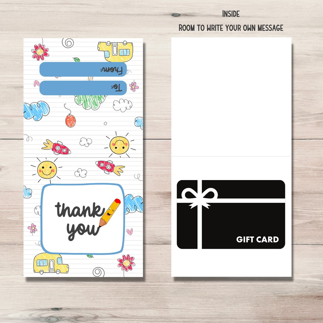 Back to School Teacher Appreciation Thank You Gift Card Holder ...
