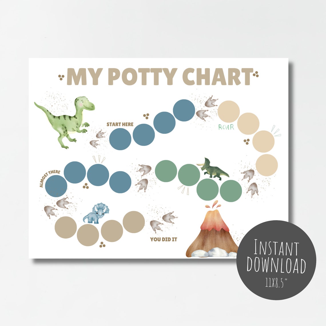 Printable Potty Chart, Dinosaur Potty Chart, Dinosaur Potty Training ...