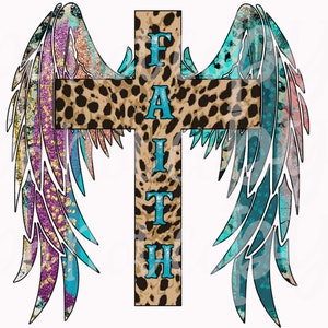 Angel Wings and Cross Png | Faith Angel Wings Png | Angel Wings Png | Western Angel Wings Png | Cross Png | Faith Png | Leopard Cross Png |