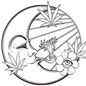 Stoner Moon Svg / Gypsy Stoner Svg / Marijuana Svg / Cannabis Svg / Marijuana Moon Svg / Marijuana Png / Stoner Man in the Moon Svg
