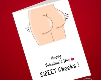Sweet Butt Cheeks Valentine's Day Card | Dirty Ass card for V'Day, For Her, For him, boyfriend, girlfriend, Cream and Brown Ass