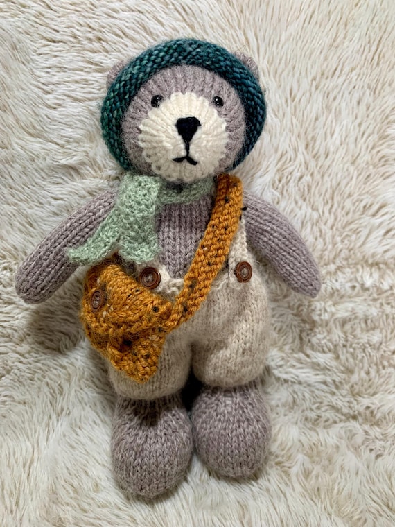 knitted bears all dressed up Bear With Outfit and Satchel Uniform Headwear