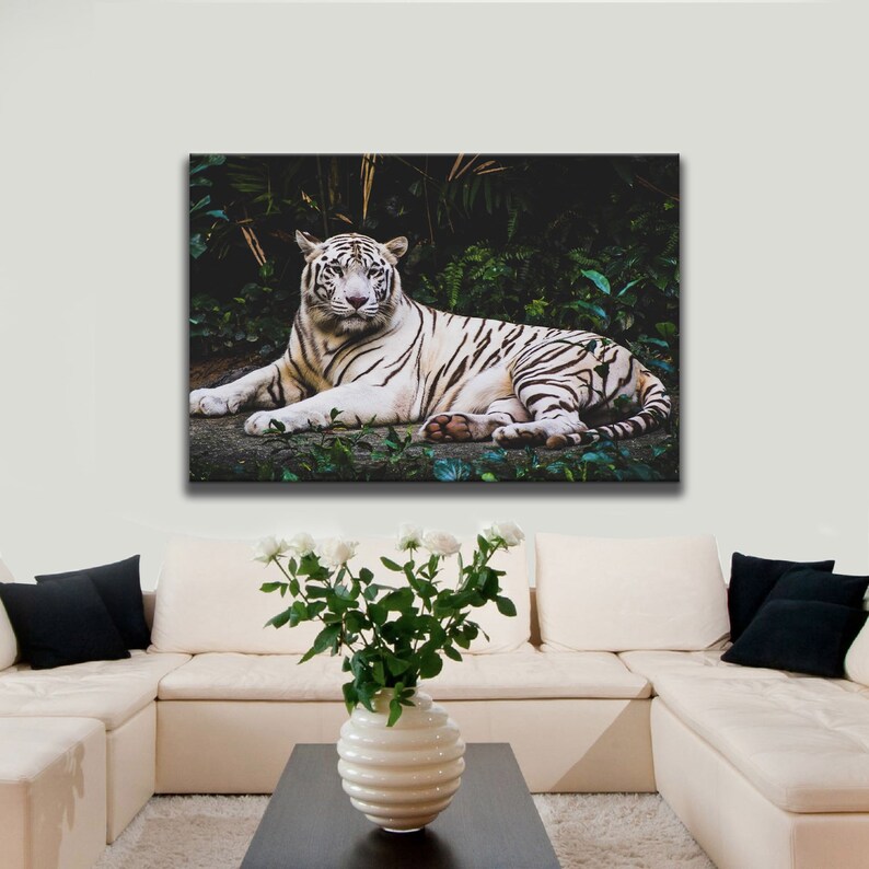 White Tiger Wall Art High Quality Canvas Tiger Canvas Etsy