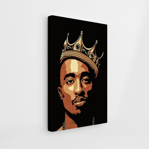 Tupac Crown 2pac Hip Hop Canvas High Quality Tupac Etsy