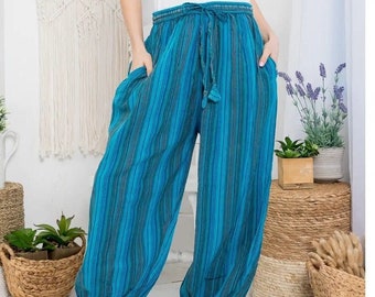 Women Loose Harem Pant Custom Handmade Cotton Pants Drawstring Pants with Pockets Low Crotch Unisex Yoga Pant Hippie Boho Pants Festival