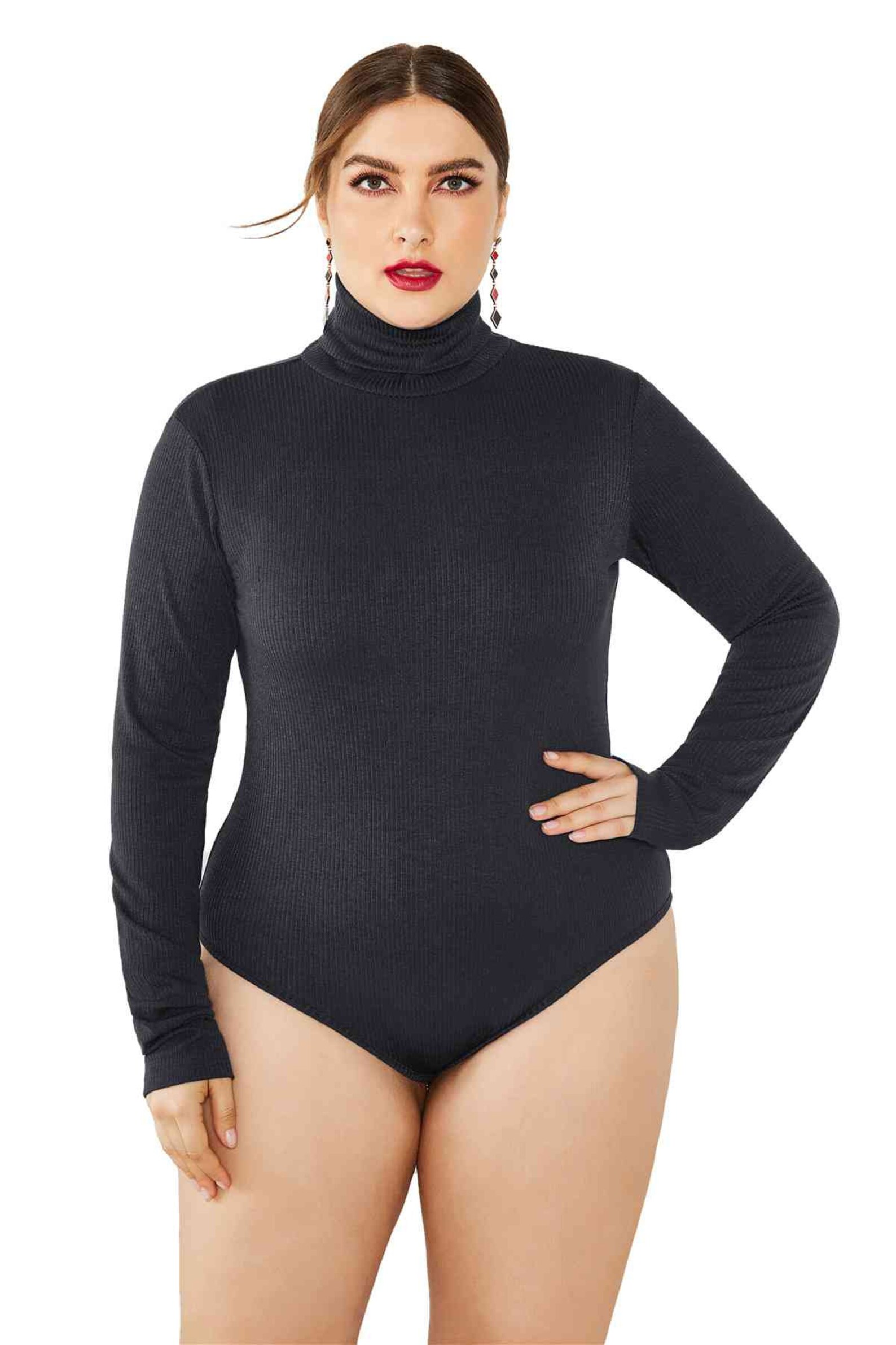 Plus Size High Neck Knit Bodysuit Etsy