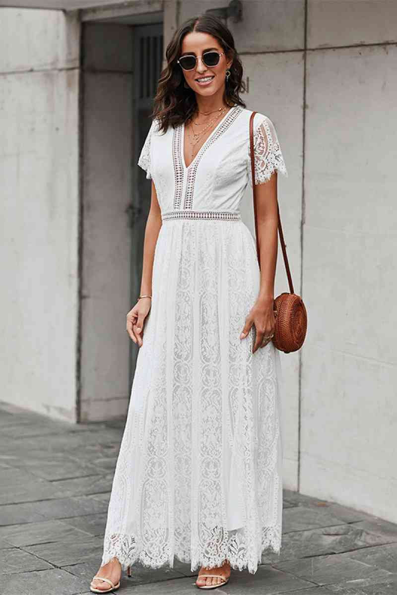 White Lace Maxi Dress - Etsy