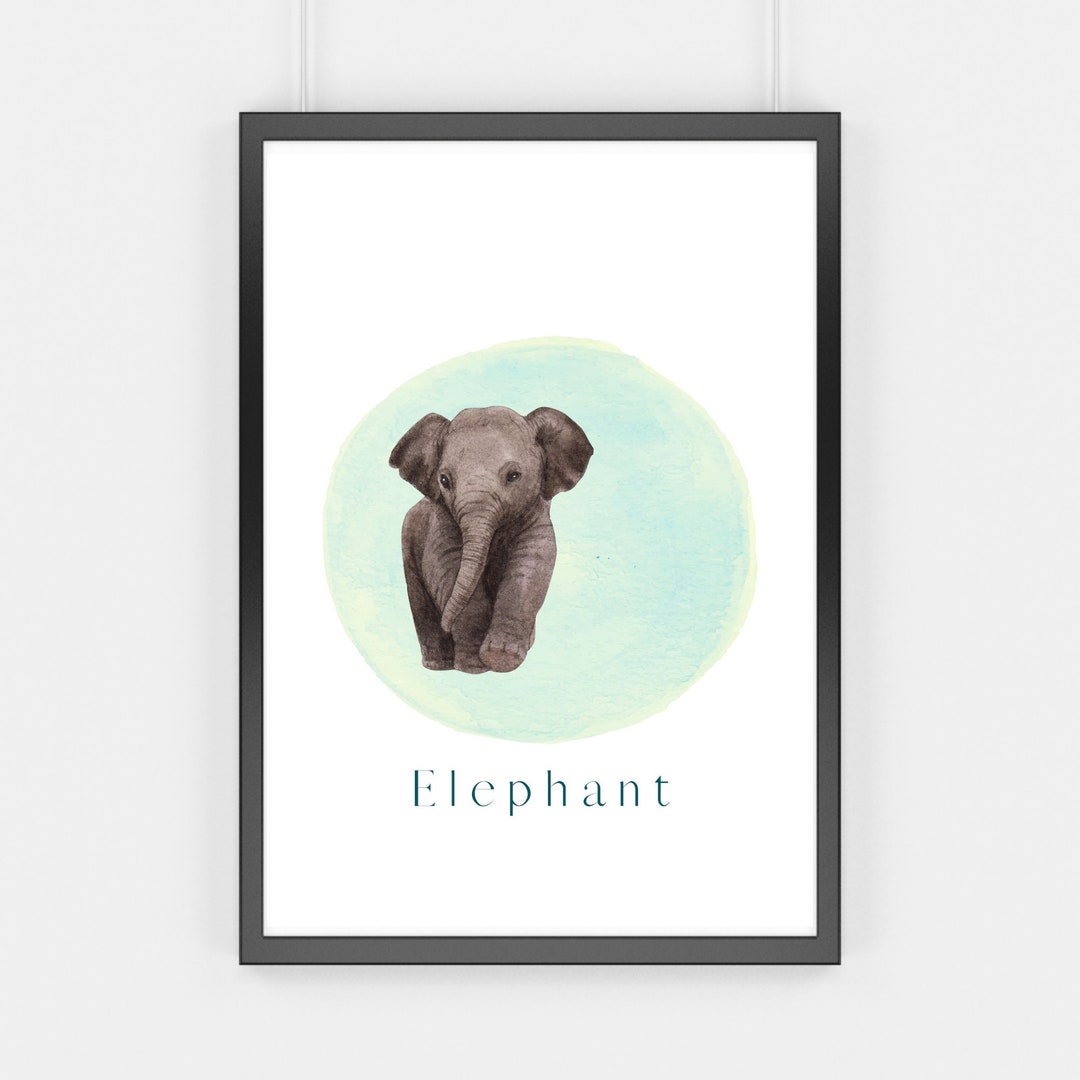 Printable Wall Art Elephant Wall Decor Home Decor Water Color Etsy UK