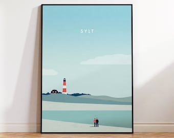 Sylt Poster, minimalist art print of the island of Sylt, maritime decor