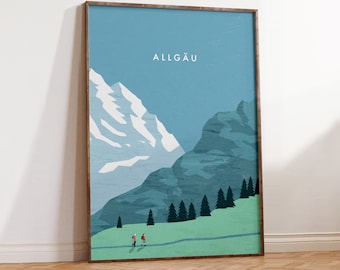 Allgäu Mountain Print, landscape poster print, travel decor
