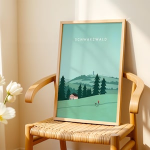 Schwarzwald Poster / Schwarzwald Landschaft Poster/ Schwarzwald Kunstdruck / Vintage Retro Travel Poster / von Katinka Reinke