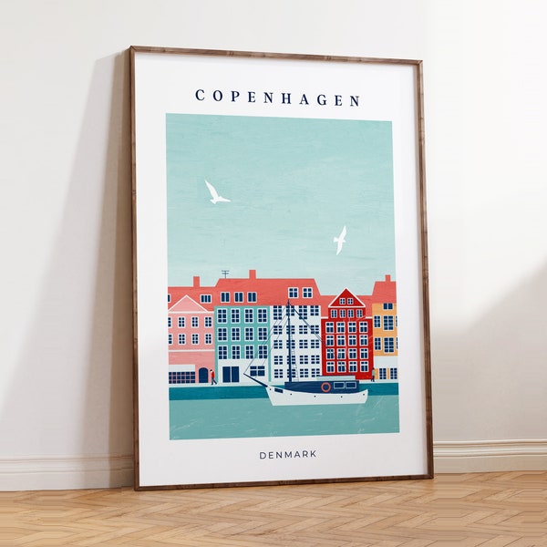 Kopenhagen Poster, Skandinavien Bild, Dänemark Bild, nordische Deko im minimalistischen Stil, Kopenhagen Geschenk