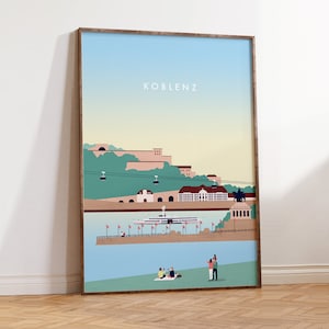 Koblenz Poster – Minimalistische Stadtillustration, Rhein Landschaft, Deutschland Kunst Print, Geschenk für Reisende und Koblenz Fans