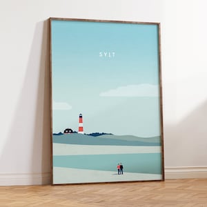 Sylt Poster, mimimalistisches Bild von der Nordsee Insel Sylt, maritime Deko