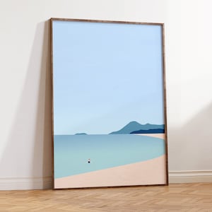 Strand Poster, Sommer Bild, maritime Landschaft Deko im minimalistischen Design