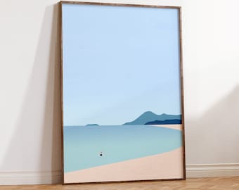 Strand Poster, Sommer Bild, maritime Landschaft Deko im minimalistischen Design