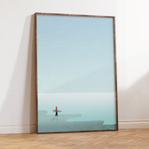 Surf Poster, Surfer Bild, Meer Wandbild, Strand Deko, Surfen Geschenk, minimalistisches Design