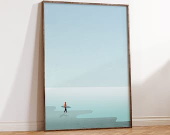 Surf Poster, Surfer Print, Ocean wall art, beach decor, surf gift, minimalist poster