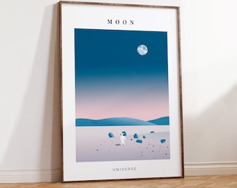 Space Poster, Mond Poster, Astronaut Poster, Universum Bild, Weltall Geschenk, Astronomie Bild