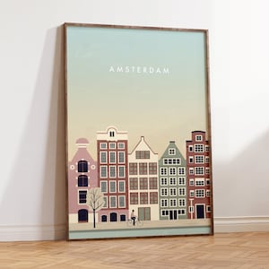 Affiche d’Amsterdam, Impression d’Amsterdam, Souvenir d’Amsterdam, Image des Pays-Bas, Affiche des Pays-Bas