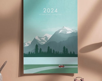 Calendario da parete 2024, calendario di viaggio, illustrato da Katinka Reinke