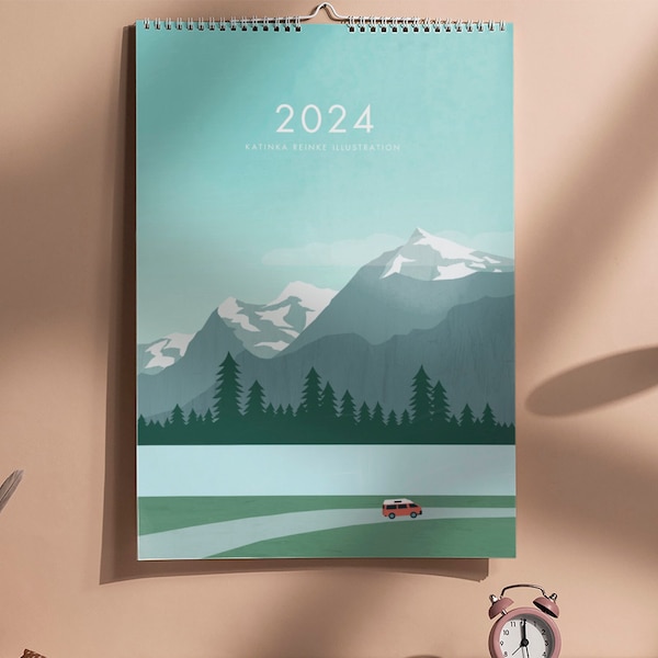 Wandkalender 2024, Reisekalender, illustriert von Katinka Reinke