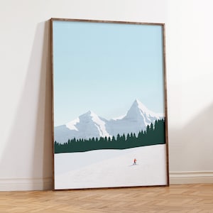 Ski poster, mountain landscape picture, winter poster, skiing, sports poster ski, Austria picture