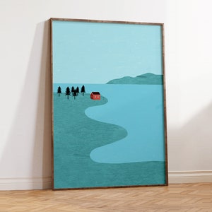 Schweden Poster, skandinavisches Bild, skandinavische Landschaft Deko im minimalistischen Design
