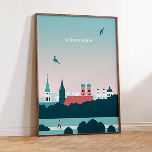 München Poster, Deutschland Bild, München Reise Städte Poster im minimalistischen Design