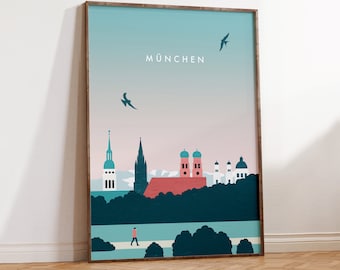Munich Poster, Germany Print, Munich Travel City Print, minimalist Design