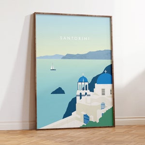 Santorini Poster, Greece Print, summer wall art, minimalist design