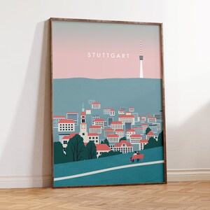 Cartel de la ciudad de Stuttgart, impresión de Alemania