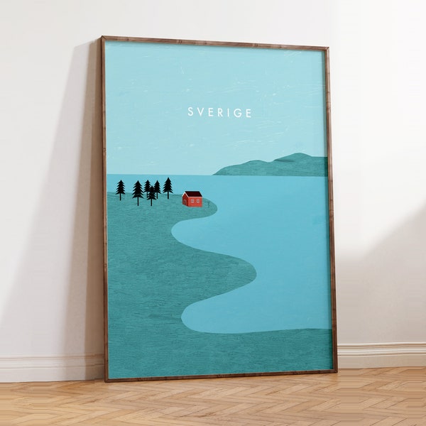 Sweden Poster, Scandinavian Decor, Nordic Travel Poster Print