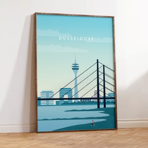 Cartel de Düsseldorf, imagen de Düsseldorf, cartel de viaje Alemania